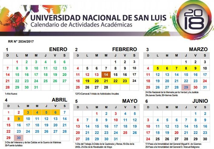 Calendario de Actividades Académicas 2018