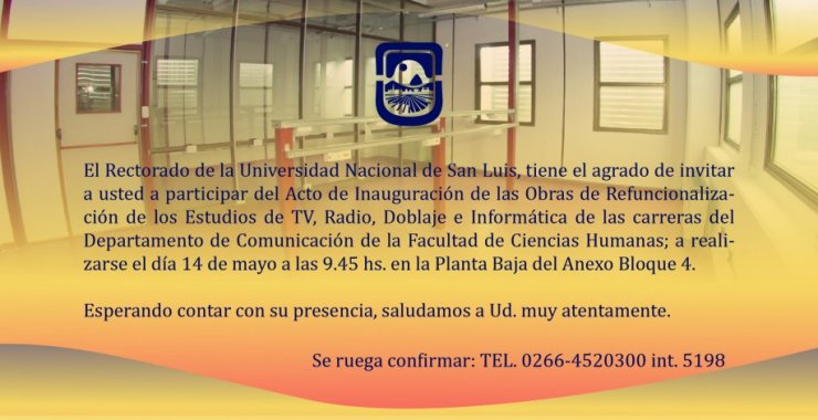 Refuncionalizarán los estudios de Radio, TV, Doblaje e Informática