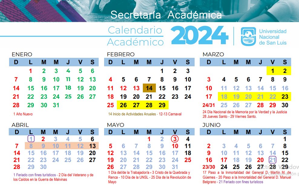 Actualizaron el calendario de actividades académicas 2024 – Noticias – UNSL