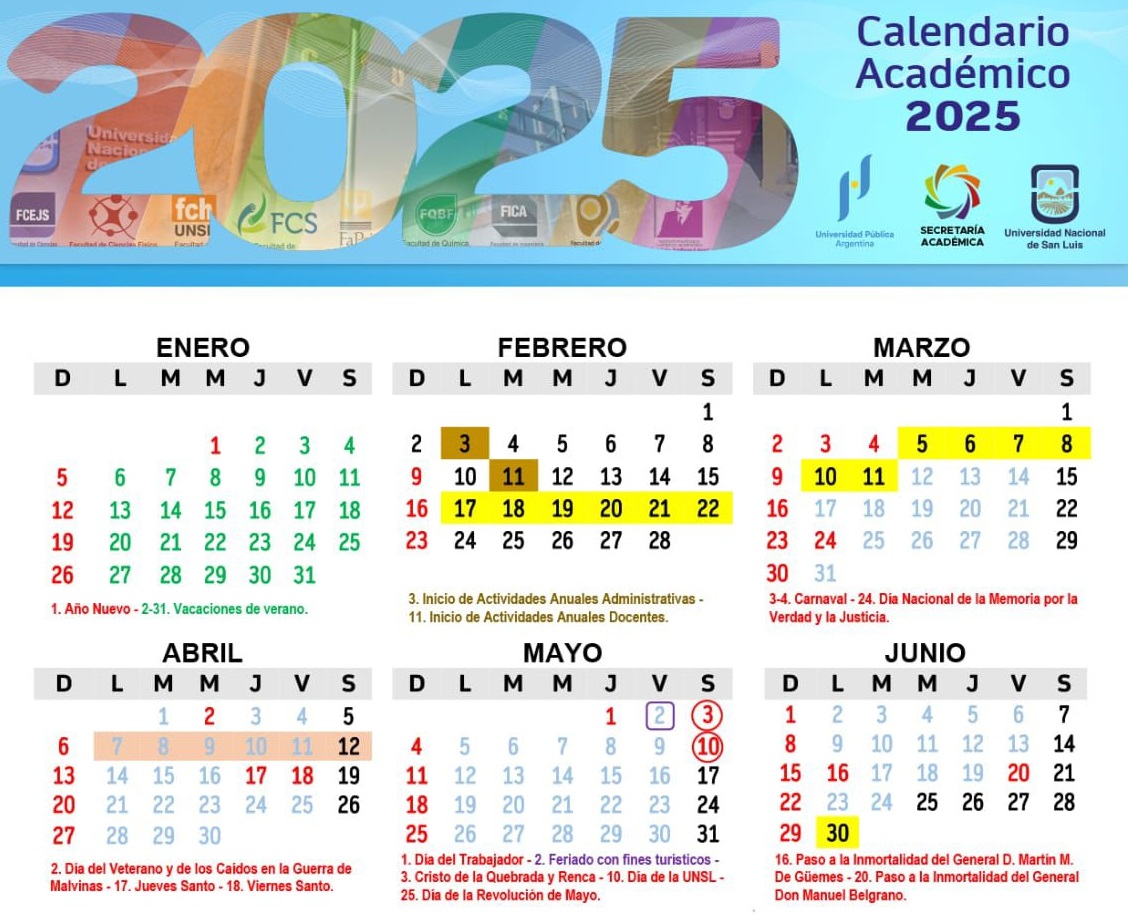 Se encuentra disponible el calendario de actividades académicas 2025