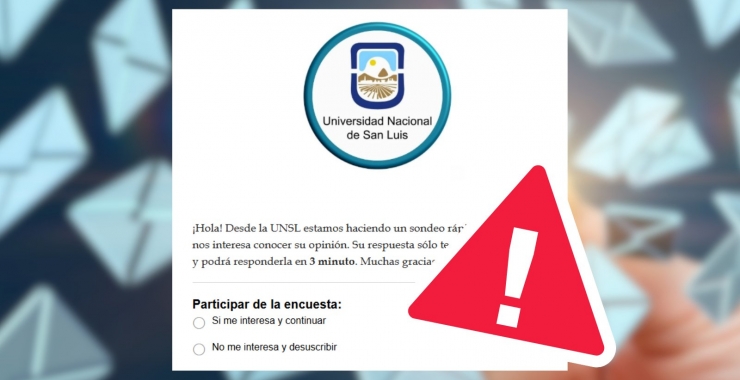 La UNSL alerta por correos electrónicos falsos con supuestos fines académicos